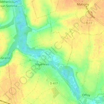 Topografische kaart Buny, hoogte, reliëf