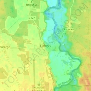 Topografische kaart Lodenau, hoogte, reliëf