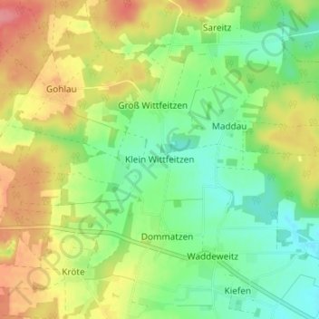 Topografische kaart Klein Wittfeitzen, hoogte, reliëf