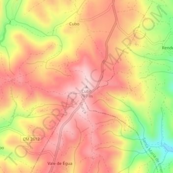 Topografische kaart Cubo, hoogte, reliëf