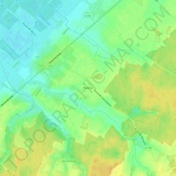 Topografische kaart Planche, hoogte, reliëf