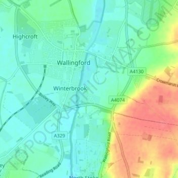 Topografische kaart Newnham Murren, hoogte, reliëf
