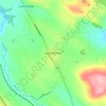 Topografische kaart High Hesket, hoogte, reliëf