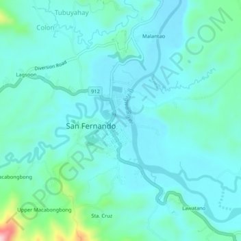 Topografische kaart Halapitan, hoogte, reliëf