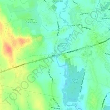 Topografische kaart Westville, hoogte, reliëf