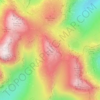 Topografische kaart Esk Pike, hoogte, reliëf