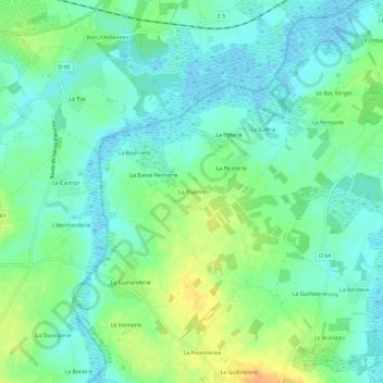Topografische kaart La Trulière, hoogte, reliëf