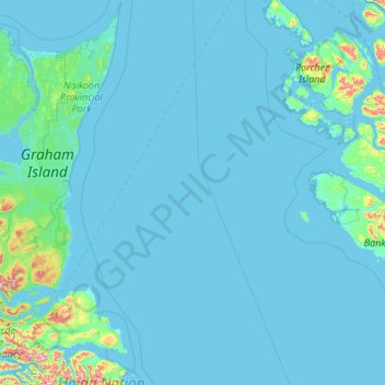 Topografische kaart Skeena-Queen Charlotte, hoogte, reliëf