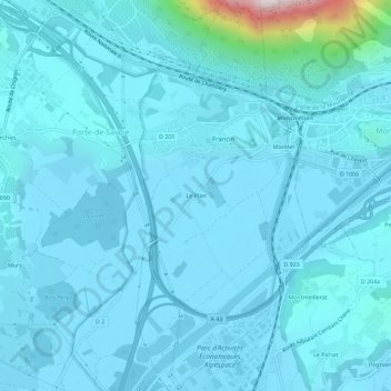 Topografische kaart Le Plan, hoogte, reliëf