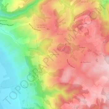 Topografische kaart Les Roches, hoogte, reliëf