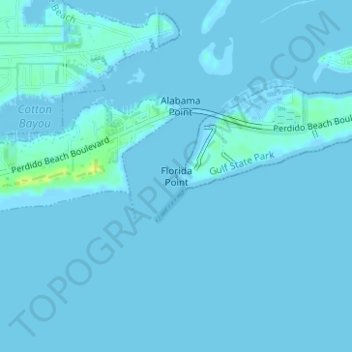 Topografische kaart Florida Point, hoogte, reliëf