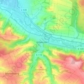 Topografische kaart Hilkerode, hoogte, reliëf