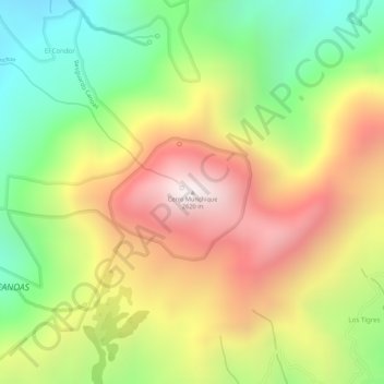 Topografische kaart Cerro Munchique, hoogte, reliëf