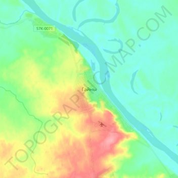 Topografische kaart Gayny, hoogte, reliëf