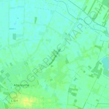 Topografische kaart Pirgo, hoogte, reliëf