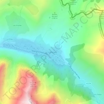 Topografische kaart Le Bourget, hoogte, reliëf