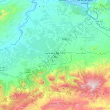 Topografische kaart Berkane ⴱⴻⵔⴽⴰⵏ بركان, hoogte, reliëf