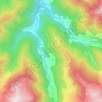 Topografische kaart La Ruse d'En Haut, hoogte, reliëf