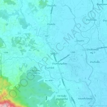 Topografische kaart Mae Rim, hoogte, reliëf