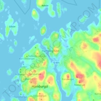 Topografische kaart Hamburgsund, hoogte, reliëf