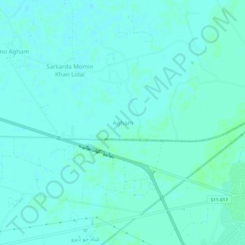 Topografische kaart Agham, hoogte, reliëf