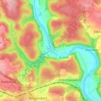 Topografische kaart Penk, hoogte, reliëf