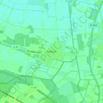 Topografische kaart Rottorf, hoogte, reliëf