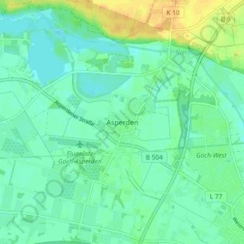 Topografische kaart Asperden, hoogte, reliëf