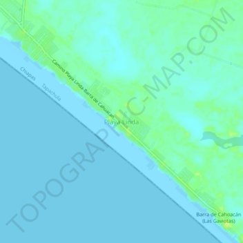 Topografische kaart Playa Linda, hoogte, reliëf