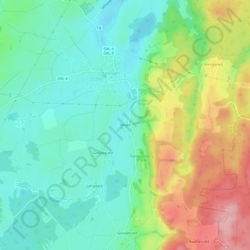Topografische kaart Weiler, hoogte, reliëf