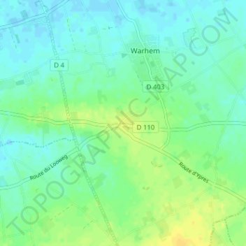 Topografische kaart Haeghe Meulen, hoogte, reliëf