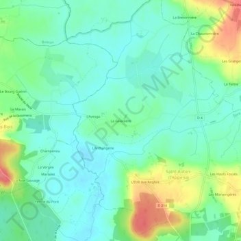 Topografische kaart La Galaisière, hoogte, reliëf