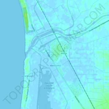 Topografische kaart Albinia, hoogte, reliëf