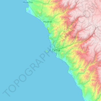 Topografische kaart Provincia Constitucional del Callao, hoogte, reliëf