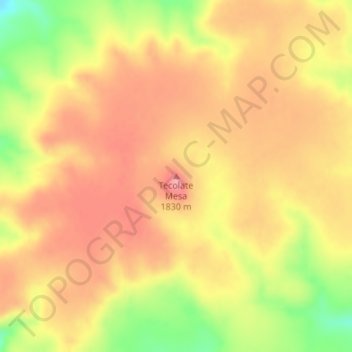 Topografische kaart Tecolate Mesa, hoogte, reliëf