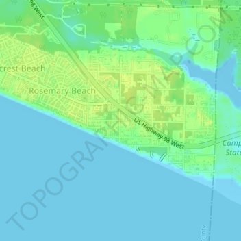 Topografische kaart Inlet Beach, hoogte, reliëf