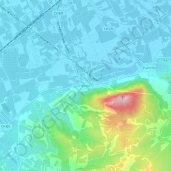 Topografische kaart Arneva, hoogte, reliëf
