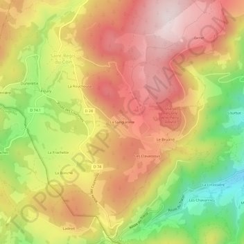 Topografische kaart La Sanglarière, hoogte, reliëf