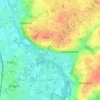 Topografische kaart Rotse, hoogte, reliëf