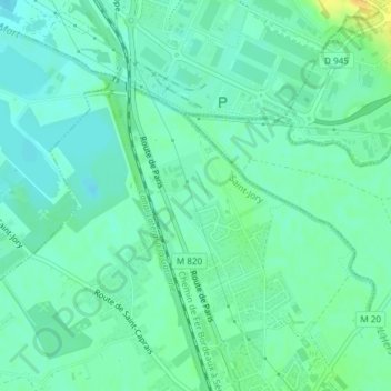 Topografische kaart Martre, hoogte, reliëf