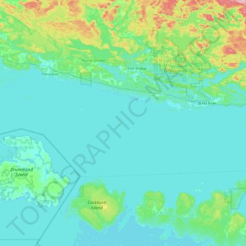 Topografische kaart Herbert Island, hoogte, reliëf