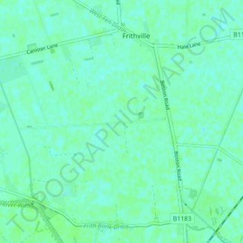 Topografische kaart Fishtoft Drove, hoogte, reliëf