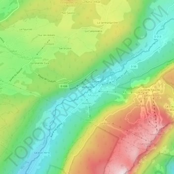Topografische kaart Michaille, hoogte, reliëf
