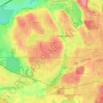 Topografische kaart Cherokee Bay Park, hoogte, reliëf
