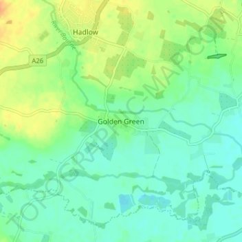 Topografische kaart Golden Green, hoogte, reliëf