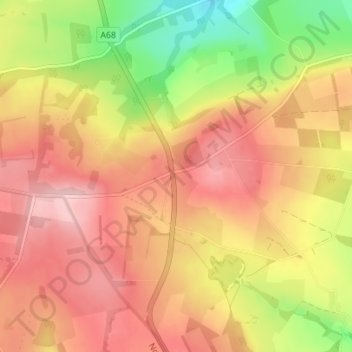 Topografische kaart Kiln Pit Hill, hoogte, reliëf