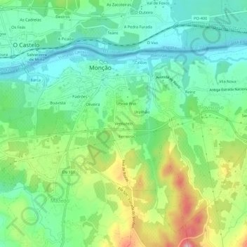Topografische kaart Ventuzelo, hoogte, reliëf