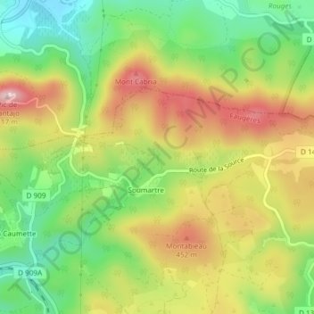 Topografische kaart Col du Buis, hoogte, reliëf