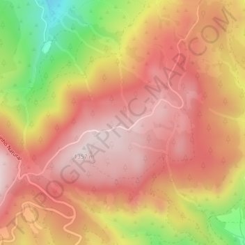 Topografische kaart Cabeça do Faraó, hoogte, reliëf