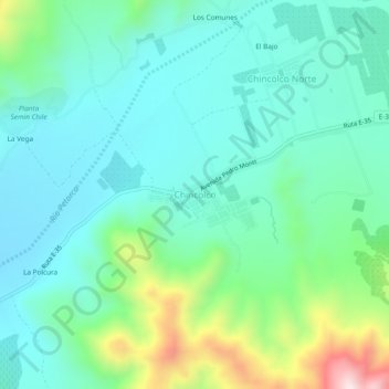 Topografische kaart Chincolco, hoogte, reliëf